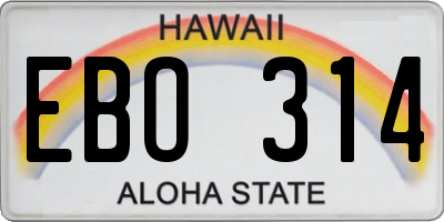 HI license plate EBO314