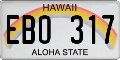 HI license plate EBO317