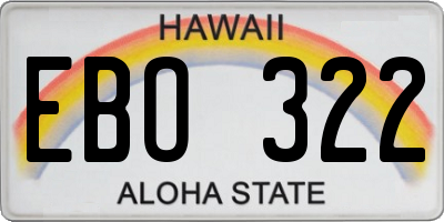 HI license plate EBO322