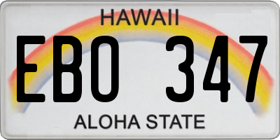 HI license plate EBO347