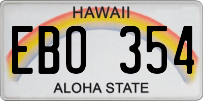 HI license plate EBO354