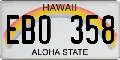 HI license plate EBO358