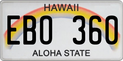 HI license plate EBO360