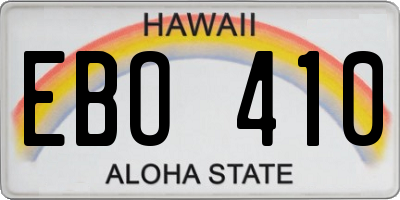 HI license plate EBO410