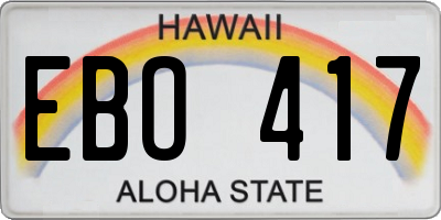 HI license plate EBO417