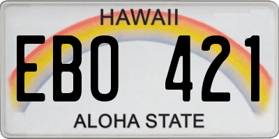 HI license plate EBO421