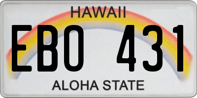 HI license plate EBO431