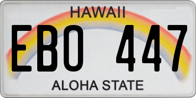 HI license plate EBO447