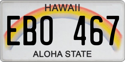 HI license plate EBO467