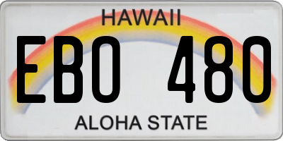 HI license plate EBO480