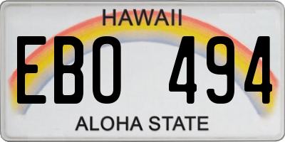 HI license plate EBO494