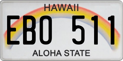 HI license plate EBO511