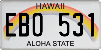 HI license plate EBO531