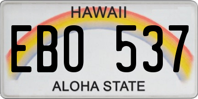 HI license plate EBO537