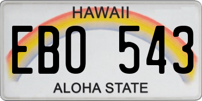 HI license plate EBO543