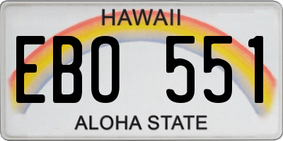 HI license plate EBO551