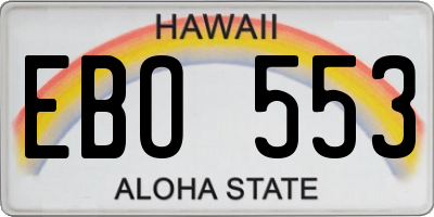 HI license plate EBO553