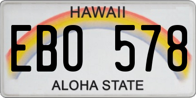 HI license plate EBO578