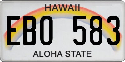 HI license plate EBO583