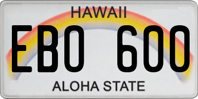 HI license plate EBO600