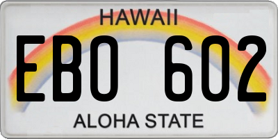 HI license plate EBO602