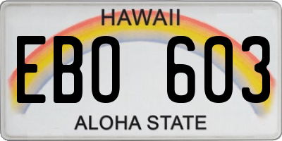 HI license plate EBO603