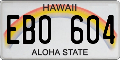 HI license plate EBO604