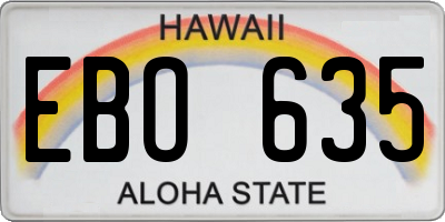 HI license plate EBO635