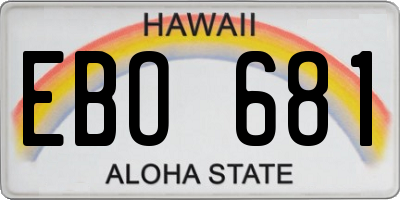 HI license plate EBO681