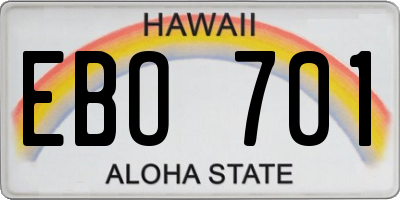 HI license plate EBO701
