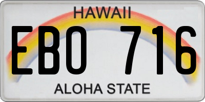 HI license plate EBO716