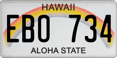 HI license plate EBO734
