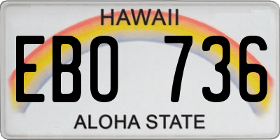 HI license plate EBO736