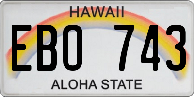 HI license plate EBO743