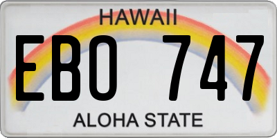 HI license plate EBO747