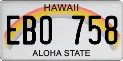 HI license plate EBO758