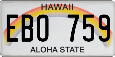HI license plate EBO759