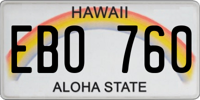 HI license plate EBO760
