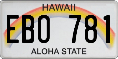 HI license plate EBO781