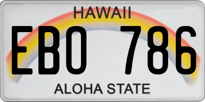 HI license plate EBO786