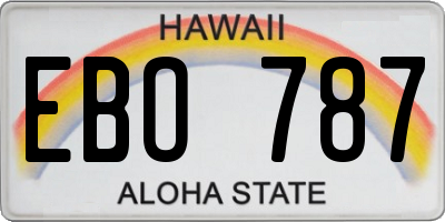 HI license plate EBO787