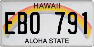 HI license plate EBO791