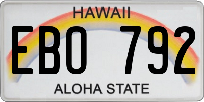 HI license plate EBO792