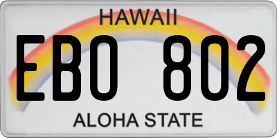 HI license plate EBO802
