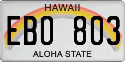 HI license plate EBO803