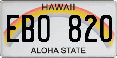 HI license plate EBO820