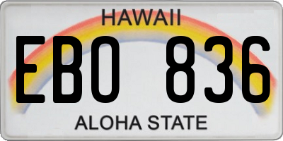 HI license plate EBO836