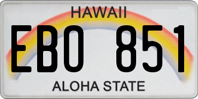 HI license plate EBO851