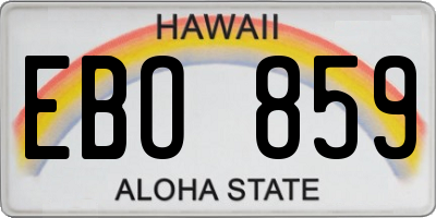 HI license plate EBO859
