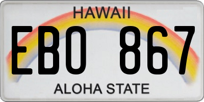 HI license plate EBO867